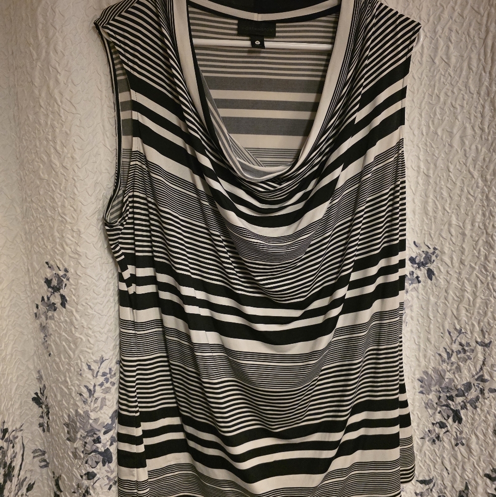Worthington Black and White Striped Tank Top